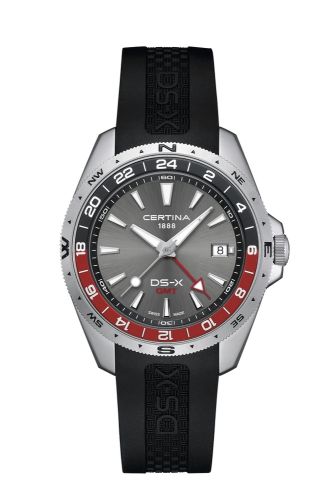 Certina DS-X GMT Stainless Steel Grey Rubber