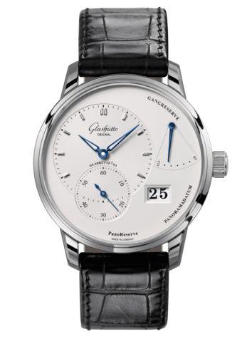 Glashütte Original PanoReserve Stainless Steel Silver Alligator - Folding