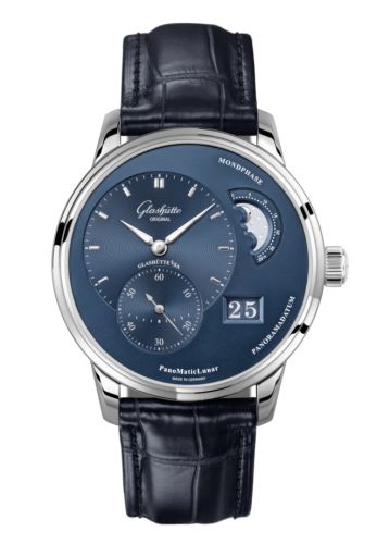 Glashütte Original PanoMatic Lunar Stainless Steel Blue Alligator - Folding