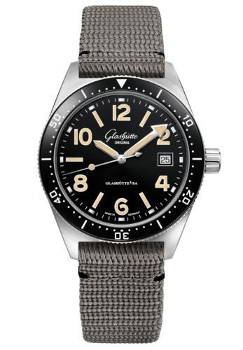 Glashütte Original SeaQ Date Stainless Steel Black Synthetic - Pin