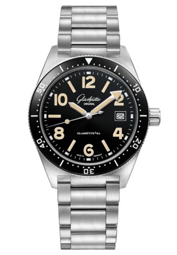 Glashütte Original SeaQ Date Stainless Steel Black Bracelet