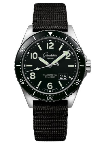 Glashütte Original SeaQ Panorama Date Stainless Steel Black Textile - Folding