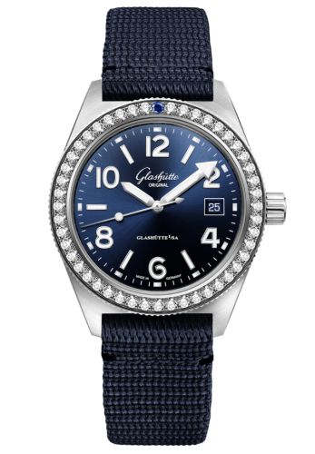 Glashütte Original SeaQ Date Stainless Steel Diamond Blue Synthetic - Folding