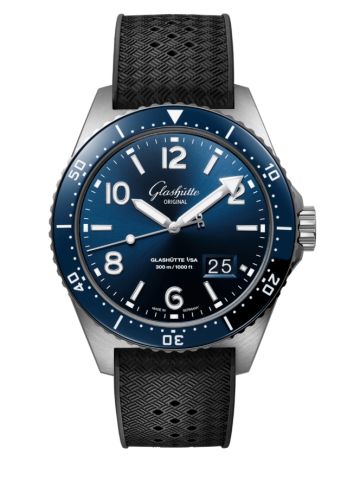 Glashütte Original SeaQ Panorama Date Stainless Steel Blue Rubber - Pin