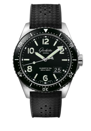 Glashütte Original SeaQ Panorama Date Stainless Steel Black Rubber - Pin