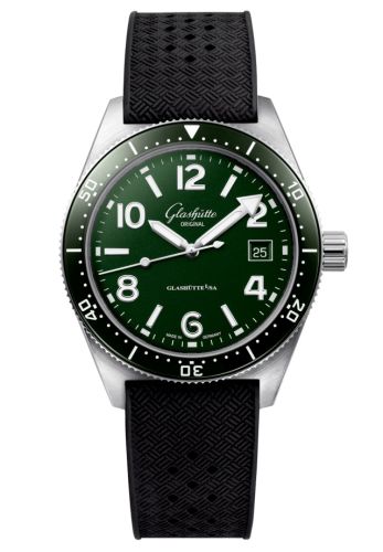 Glashütte Original SeaQ Date Stainless Steel Green Rubber - Pin