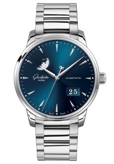 Glashütte Original Senator Excellence Panorama Date Moonphase Stainless Steel Blue Bracelet
