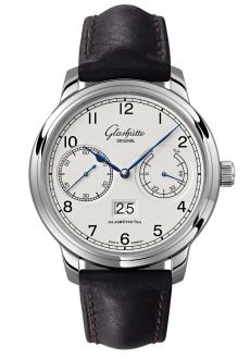 Glashütte Original Senator Observer Stainless Steel Silver Calf - Folding