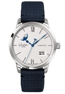 Glashütte Original Senator Excellence Panorama Date Moonphase Stainless Steel Silver Synthetic