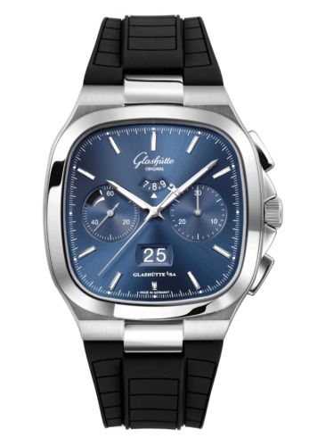 Glashütte Original Seventies Chronograph Panorama Date Blue Rubbe r - Folding