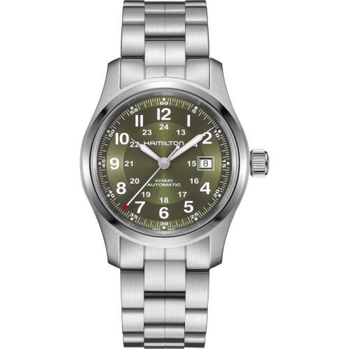 Hamilton Khaki Field Auto 42 Stainless Steel Green Bracelet