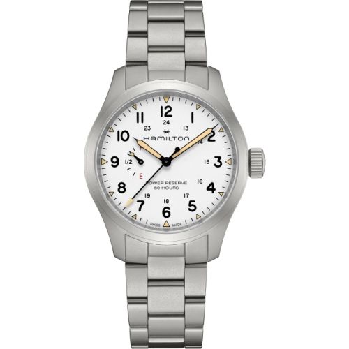 Hamilton Khaki Field Mechanical Power Reserve Stainless Steel White Bracelet