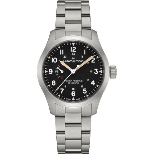 Hamilton Khaki Field Mechanical Power Reserve Stainless Steel Black Bracelet