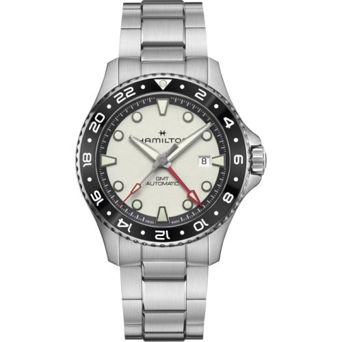 Hamilton Khaki Navy Scuba Automatic GMT 43 Stainless Steel White Bracelet