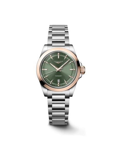 Longines Conquest 30 Stainless Steel - Pink Gold Green Bracelet