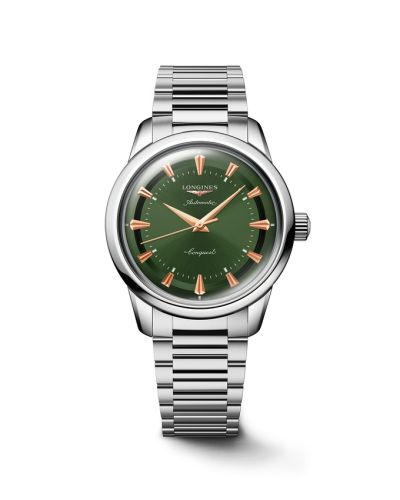 Longines Conquest Heritage 38 Stainless Steel Green Bracelet
