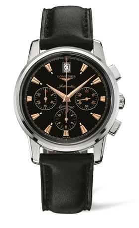 Longines Conquest Heritage Chronograph Black Calf