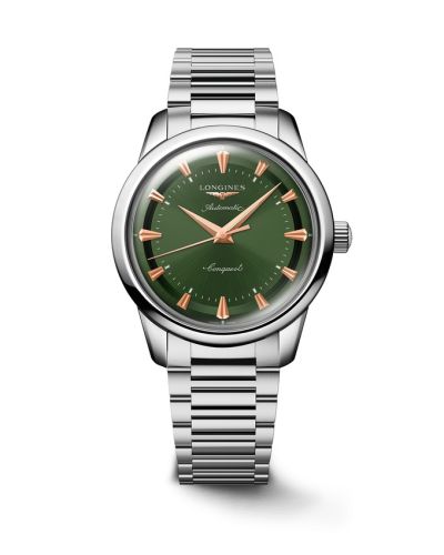 Longines Conquest Heritage 40 Stainless Steel Green Bracelet