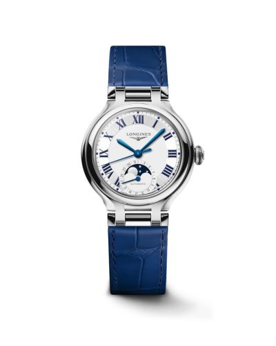 Longines PrimaLuna 34 Automatic Moonphase Stainless Steel Silver - Roman
