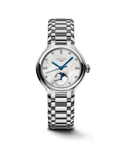 Longines PrimaLuna 34 Automatic Moonphase Stainless Steel MOP Bracelet