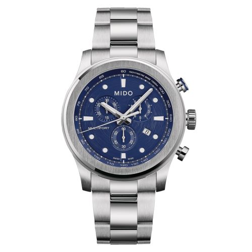 Mido Multifort Chronograph Quartz Stainless Steel Blue Bracelet
