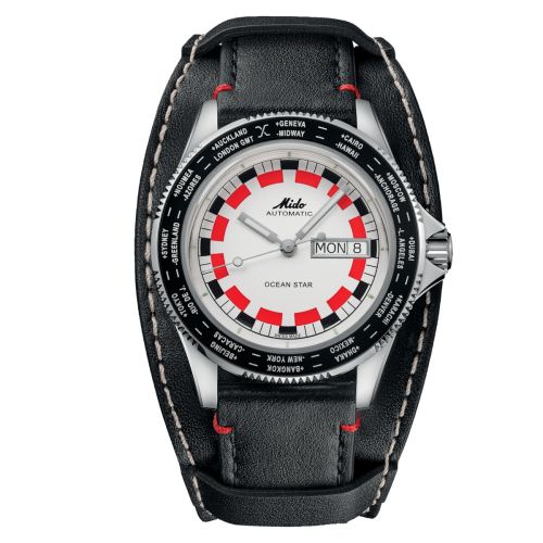 Mido Ocean Star Worldtimer Stainless Steel Silver
