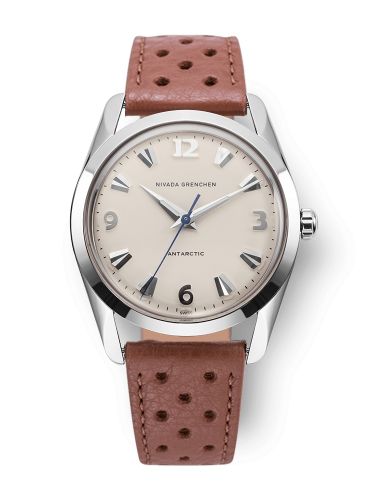 Nivada Grenchen Antarctic 35 Eggshell - White Luminova Stainless Steel Brown Racing