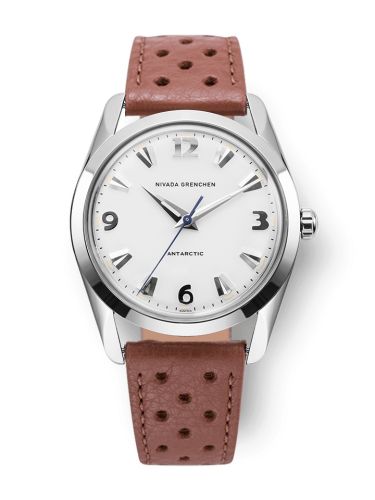 Nivada Grenchen Antarctic 35 White - White Luminova Stainless Steel Brown Racing