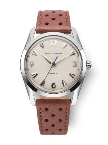 Nivada Grenchen Antarctic 35 Eggshell - Beige Luminova Stainless Steel Brown Racing
