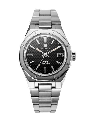 Nivada Grenchen F77 Date Stainless Steel Black Bracelet