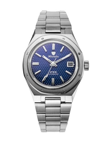 Nivada Grenchen F77 Date Stainless Steel Blue Bracelet