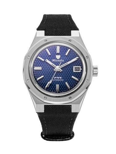 Nivada Grenchen F77 Date Stainless Steel Blue Velcro