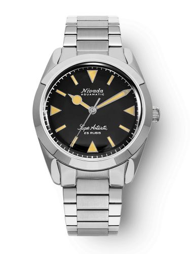 Nivada Grenchen Super Antarctic Black - Yellow Luminova Stainless Steel Flat Link