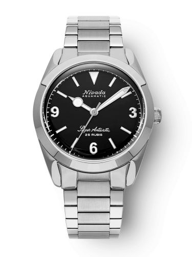Nivada Grenchen Super Antarctic 3.6.9. Black - No Vintage Effect Stainless Steel Flat Link