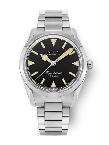 Nivada Grenchen Super Antarctic 35 Black - Beige Luminova Stainless Steel Flat Link