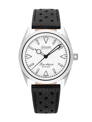 Nivada Grenchen Super Antarctic White Stainless Steel Black Racing