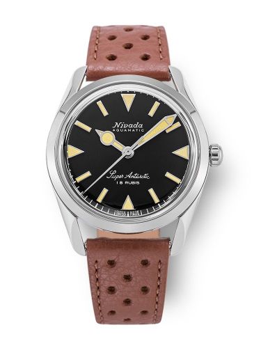 Nivada Grenchen Super Antarctic 35 Black - Beige Luminova Stainless Steel Brown Racing