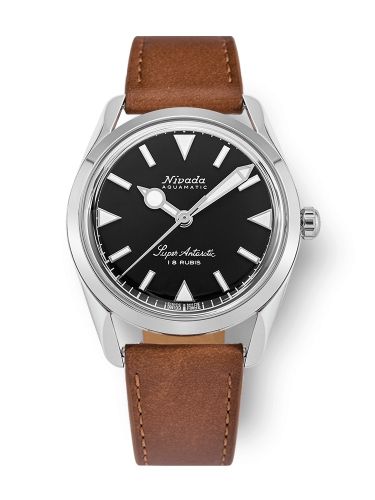 Nivada Grenchen Super Antarctic 35 Black - White Luminova Stainless Steel Brown