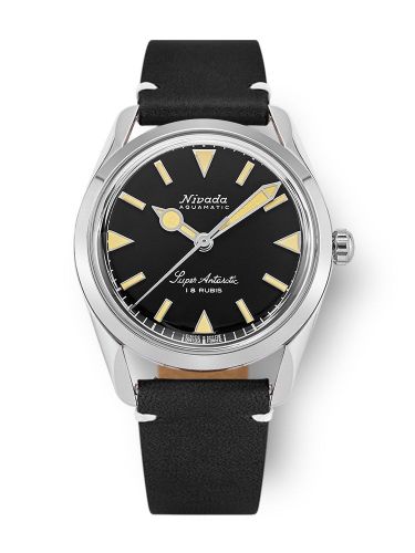 Nivada Grenchen Super Antarctic 35 Black - Beige Luminova Stainless Steel Black - White