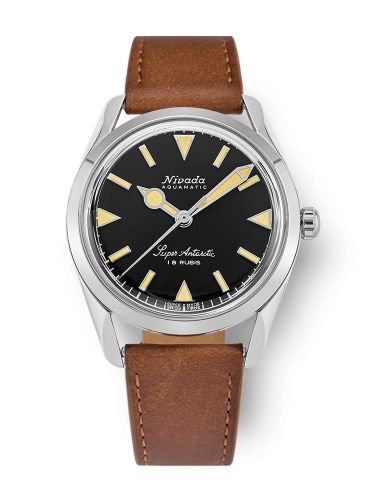 Nivada Grenchen Super Antarctic 35 Black - Beige Luminova Stainless Steel Brown