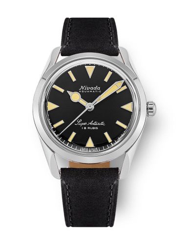 Nivada Grenchen Super Antarctic 35 Black - Beige Luminova Stainless Steel Black