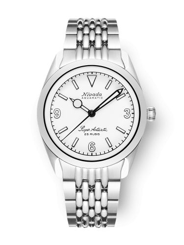 Nivada Grenchen Super Antarctic 3.6.9. White - White Luminous Stainless Steel Beads of Rice