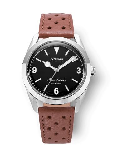 Nivada Grenchen Super Antarctic 3.6.9. Black - No Vintage Effect Stainless Steel Brown Racing