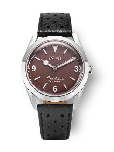 Nivada Grenchen Super Antarctic 3.6.9. Brown - White Luminous Stainless Steel Black Racing