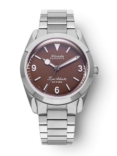Nivada Grenchen Super Antarctic 3.6.9. Brown - White Luminous Stainless Steel Flat Link