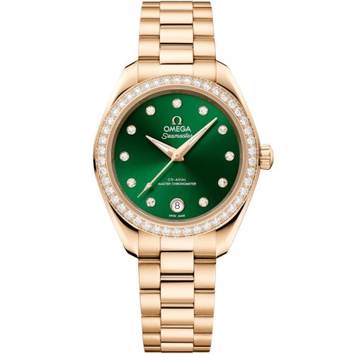Omega Seamaster Aqua Terra 150M Master Co-Axial 30 Moonshine Gold - Diamond Green - Diamond Bracelet
