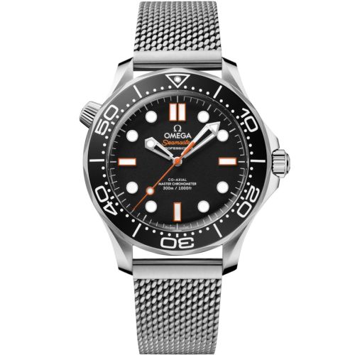 Omega Seamaster Diver 300M Master Co-Axial 42 No-Date Stainless Steel Black - Orange Mesh