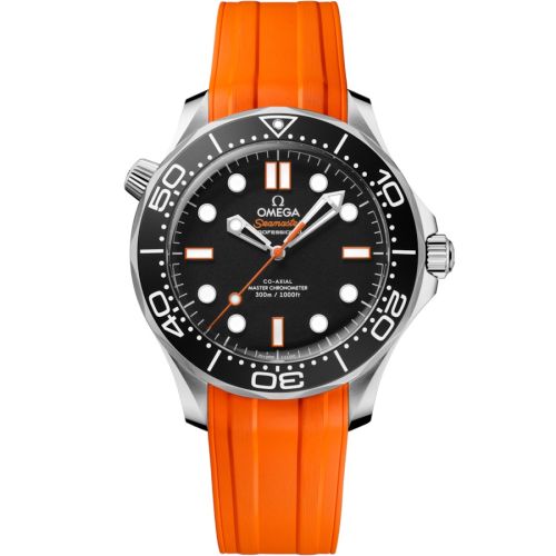 Omega Seamaster Diver 300M Master Co-Axial 42 No-Date Stainless Steel Black - Orange Rubber