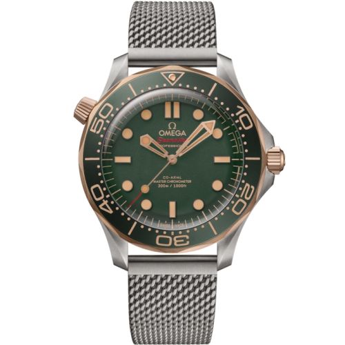 Omega Seamaster Diver 300M Master Co-Axial 42 Titanium - Bronze Gold Green Bracelet