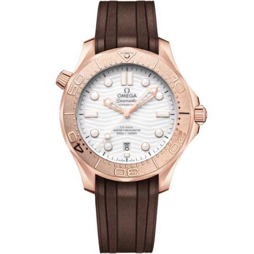 Omega Seamaster Diver 300M Master Co-Axial 42 Sedna Gold White Rubber